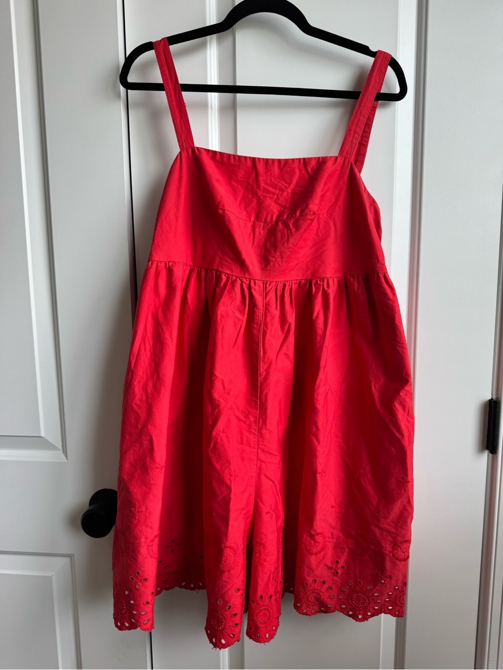 Maeve Anthropologie Red Eyelet Cutout Romper Jumpsuit L